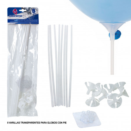 Support pour ballons avec pied transparent 8pcs