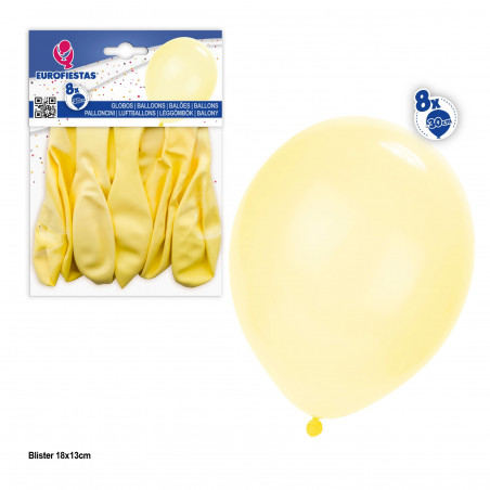Ballons 10r 8pcs jaune pastel