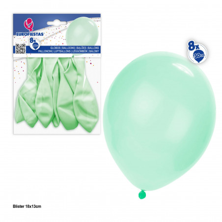 Ballons 10r 8pcs vert pastel