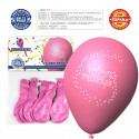 Ballon couleurs assorties 9r princesse imprimé 6 unités