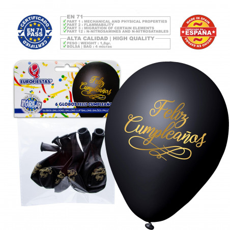 Ballons dorés noirs joyeux anniversaire