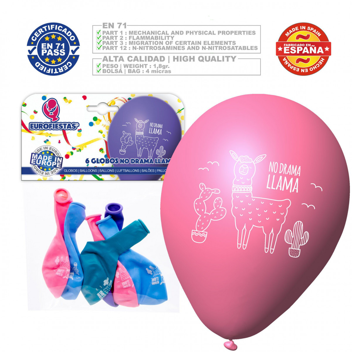Ballons flammes 6 assortis