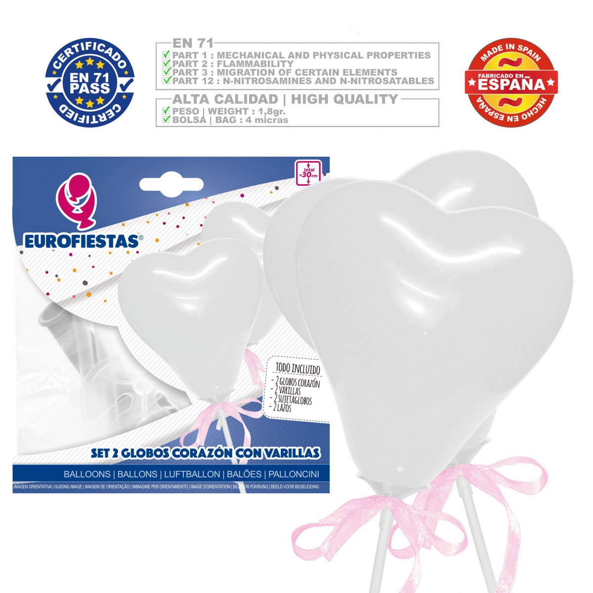 Mini ballons coeur blanc 2