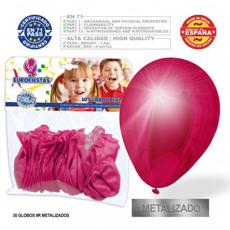 Ballons métal rouge cerise 30u