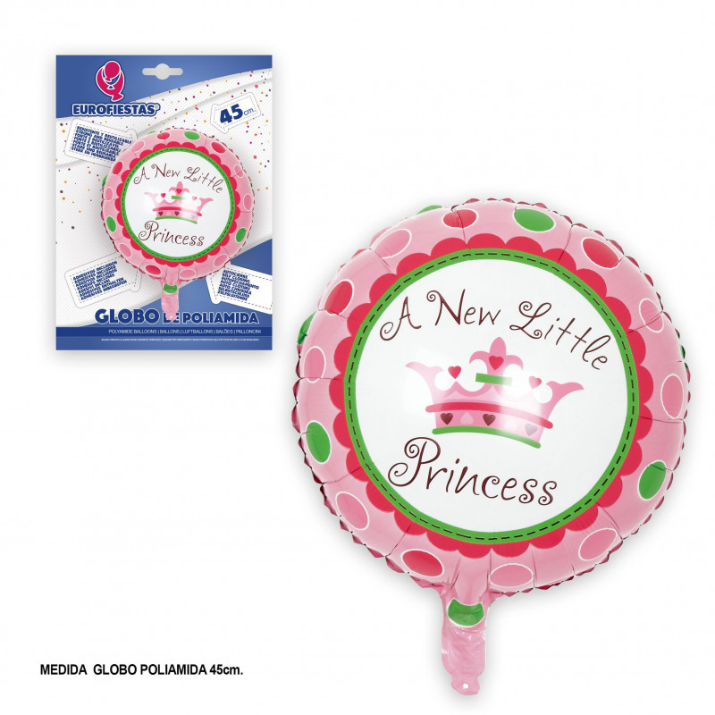 BALLON ALUMINIUM ROND PETITE PRINCESSE NEUF 45cm
