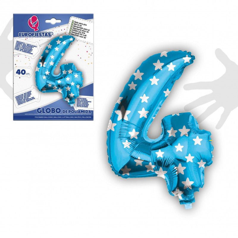Ballon en foil 4 bleu 40cm