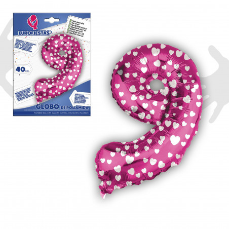 Ballon en aluminium 9 rose 40cm