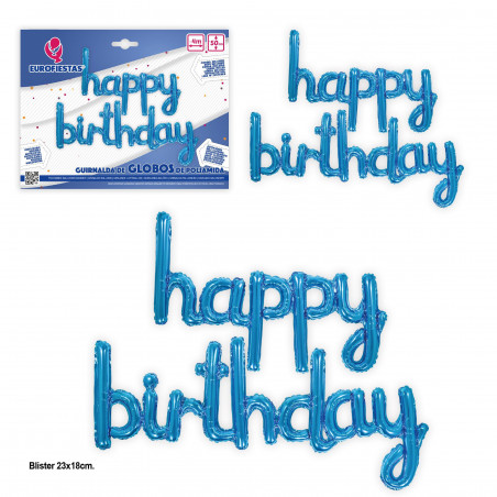 Ensemble de ballons bleus en aluminium « Joyeux anniversaire »
