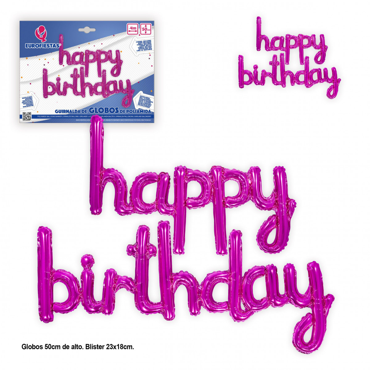 Ensemble de ballons en aluminium roses « Joyeux anniversaire »