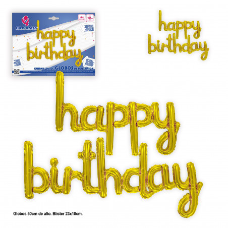 Ensemble de ballons joyeux anniversaire en feuille d'or
