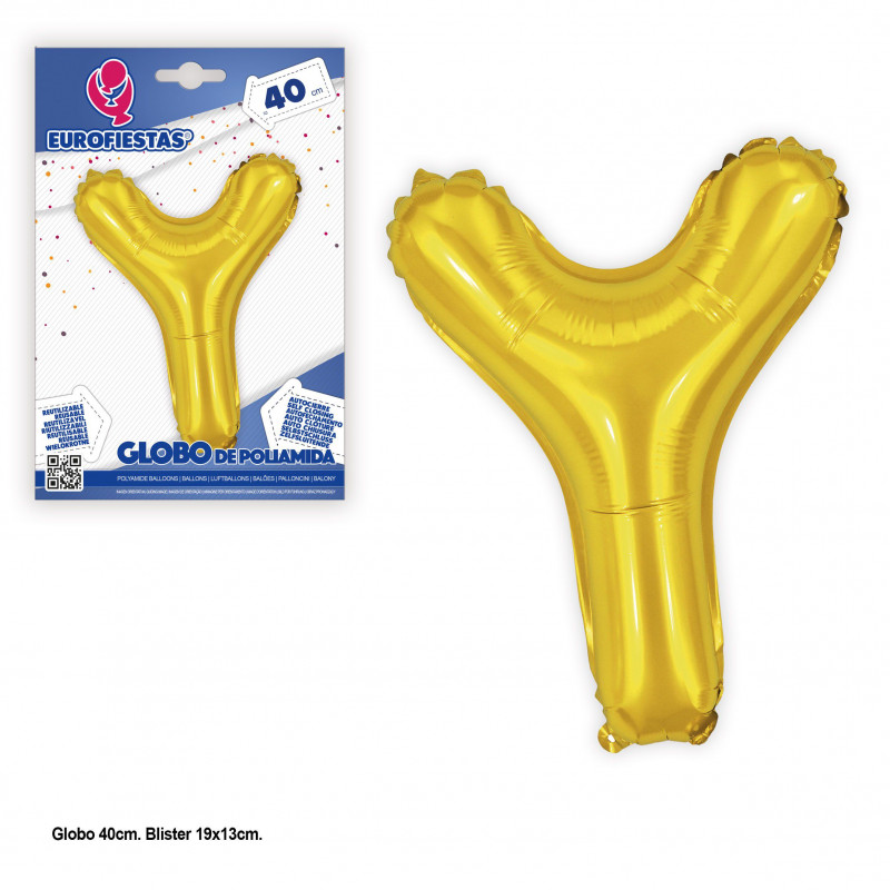 Ballon en aluminium de 40 cm. Paillettes dorées et