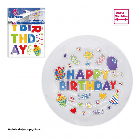 Autocollants ballon à bulles lettres joyeux anniversaire couleurs