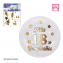 Autocollants ballons à bulles joyeux 18e anniversaire doré