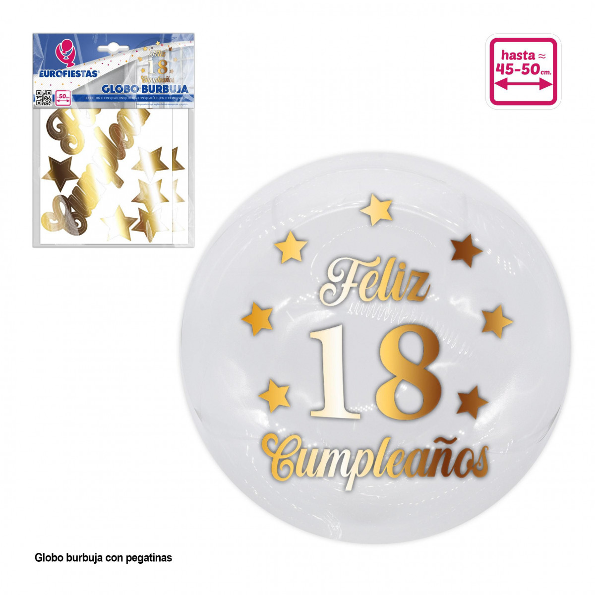 Autocollants ballons à bulles joyeux 18e anniversaire doré