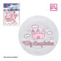 Ballon bulle autocollants joyeux anniversaire château rose