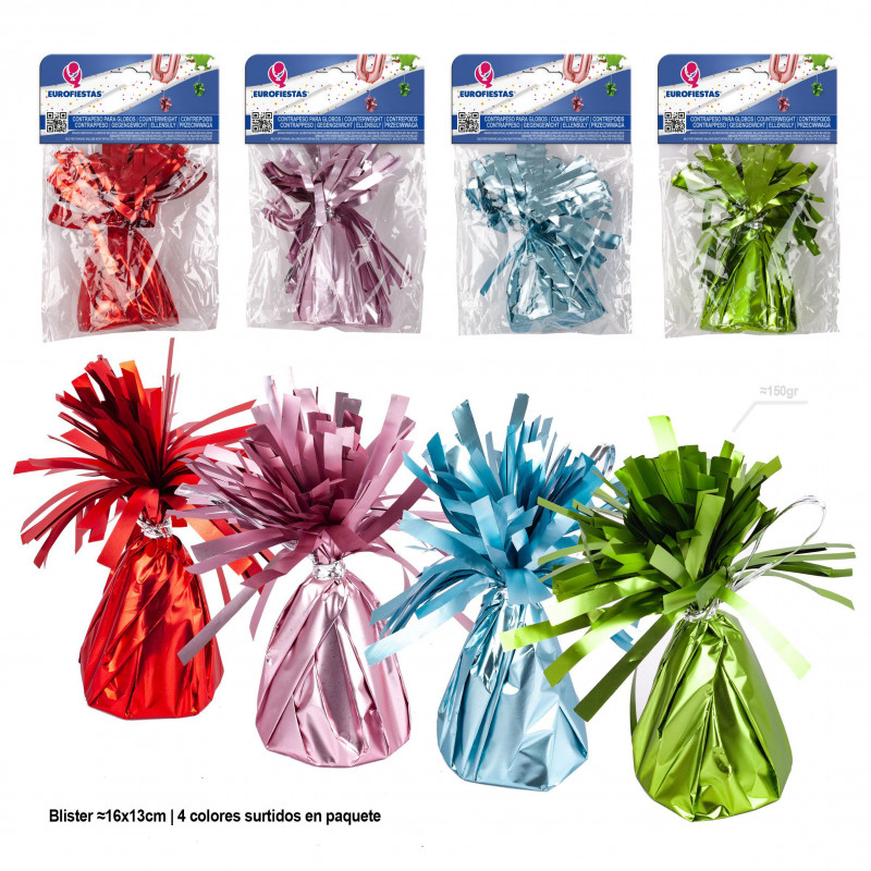 Poids pour ballons à hélium rose, bleu, vert et rouge mat 4ms