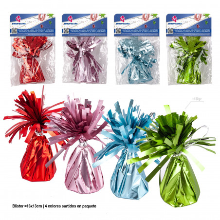 Poids pour ballons à hélium rose, bleu, vert et rouge mat 4ms
