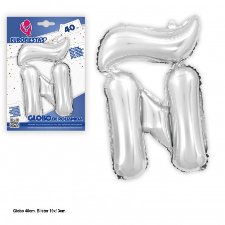 Ballon en aluminium de 40 cm, argent brillant