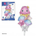 Ensemble de ballons en aluminium en forme de méduse rose