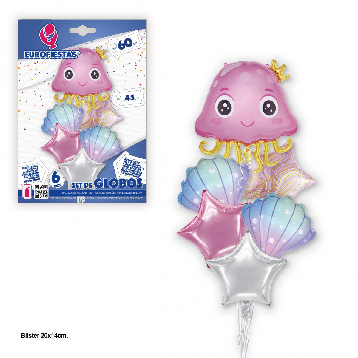 Ensemble de ballons en aluminium en forme de méduse rose