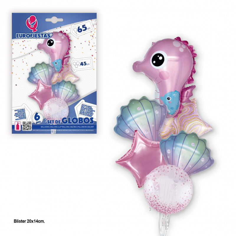 Ensemble de ballons en foil cheval rose