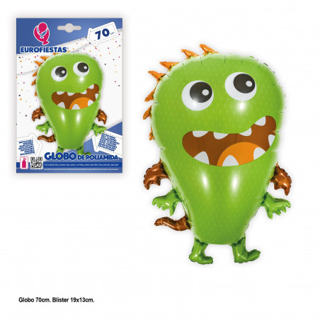 Ballon en aluminium monstre vert avec ailes, 70 cm
