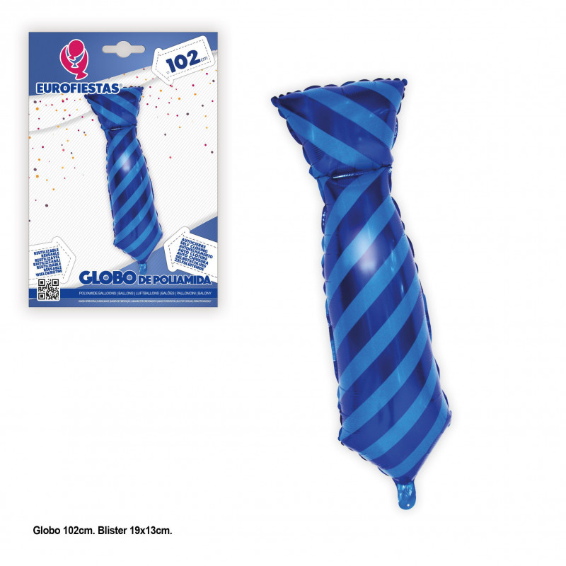 Attache ballon aluminium rayures bleues 102cm