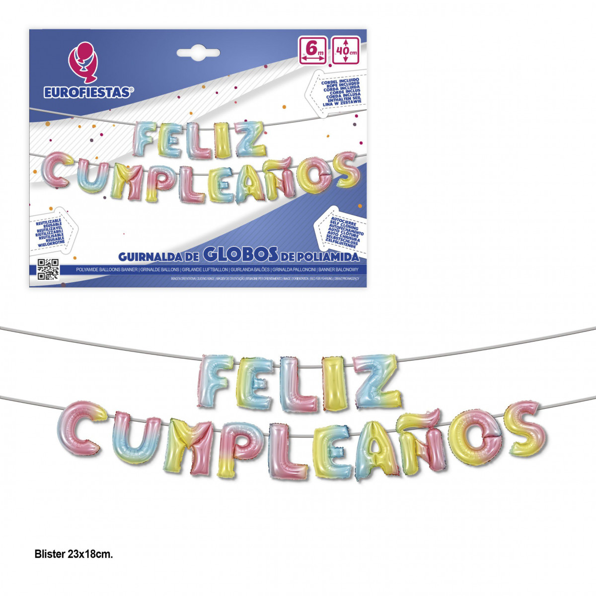 Ensemble de ballons en aluminium « Joyeux anniversaire » aux tons clairs
