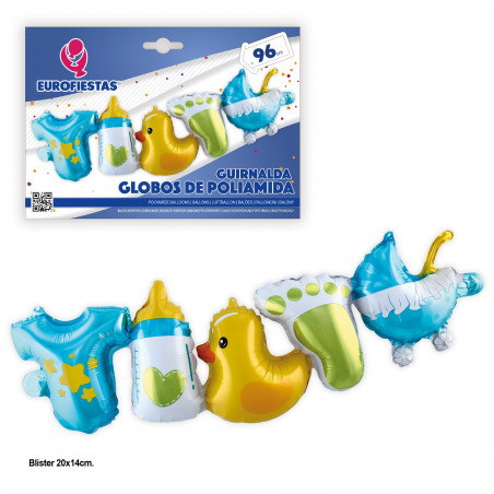 Ballon en foil guirlande biberon et canard bleu