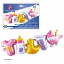 Ballon en foil guirlande biberon et canard rose.