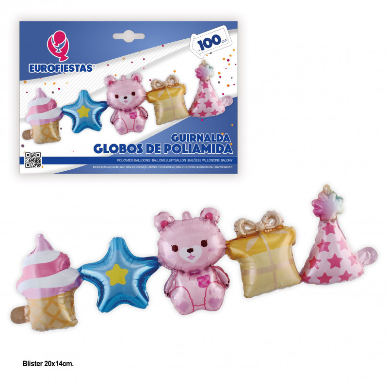 Guirlande étoile en foil et ourson rose