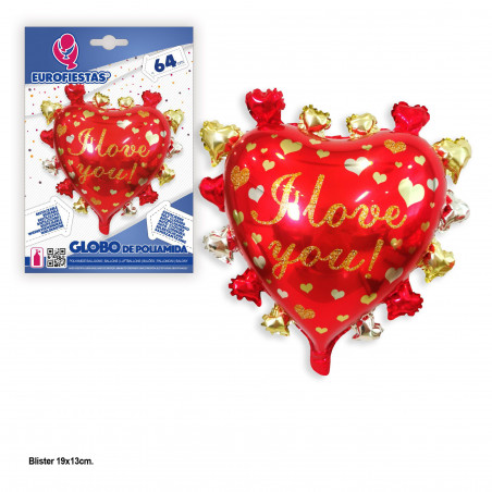Globe en foil 64 cm cœur déco je t'aime