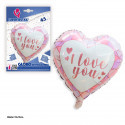 Ballon en aluminium rose polygonal en forme de cœur « Je t'aime »