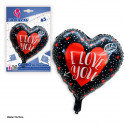 Ballon en aluminium en forme de cœur avec une flèche noire « Je t'aime »