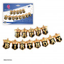 Ballons en foil guirlande joyeux anniversaire écusson noir