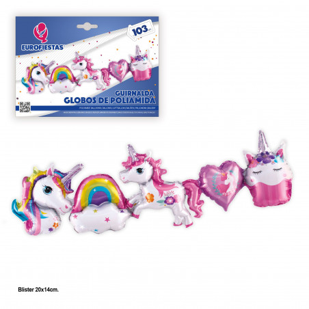 Guirlande de ballons en aluminium licorne