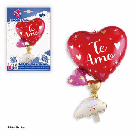 Ballon en aluminium en forme de cœur avec une voiture