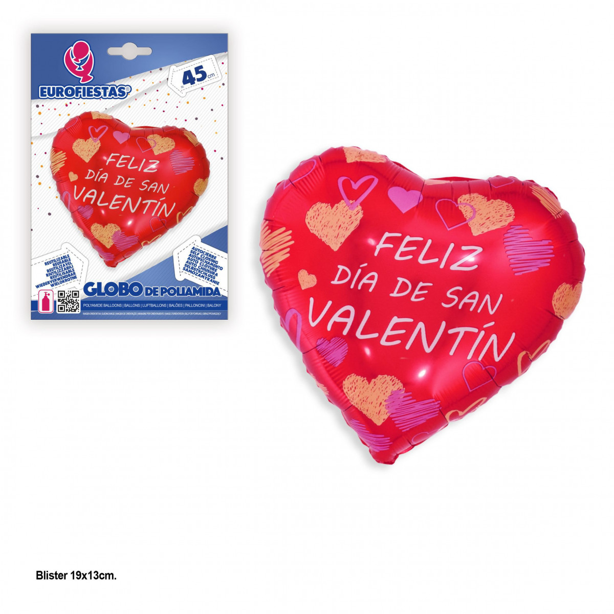 Ballon en aluminium en forme de cœur Joyeuse Saint-Valentin
