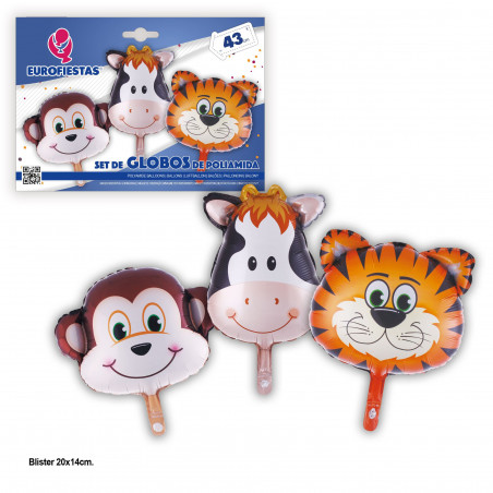 Ensemble de ballons en aluminium, vache, tigre et singe, 43 cm