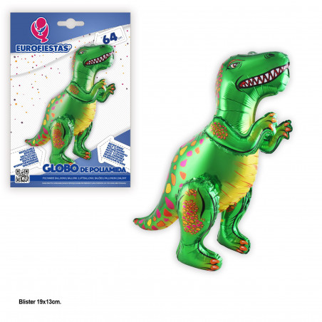 Ballon foil debout tyrannosaure vert 64 cm