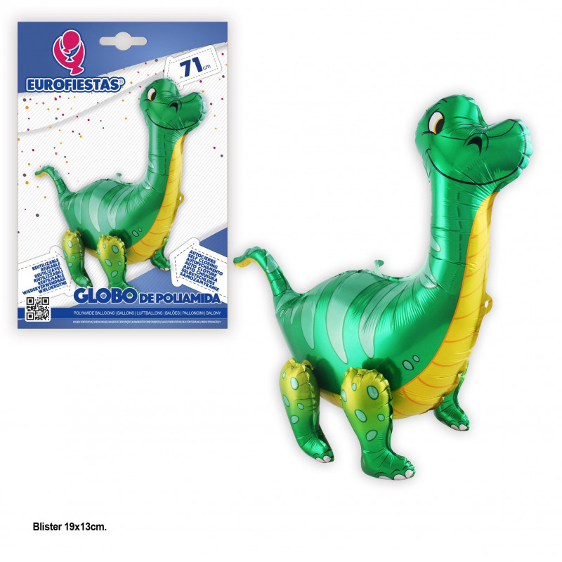 Ballon foil debout brontosaure vert 71 cm