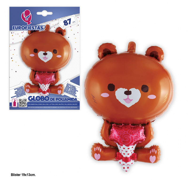 Ballon en foil debout ours marron 87 cm