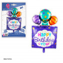 Ballon en aluminium « Joyeux anniversaire » avec ballons bleus 107 cm