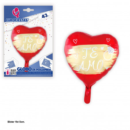 Ballon aluminium coeur avec anneau rouge 43cm