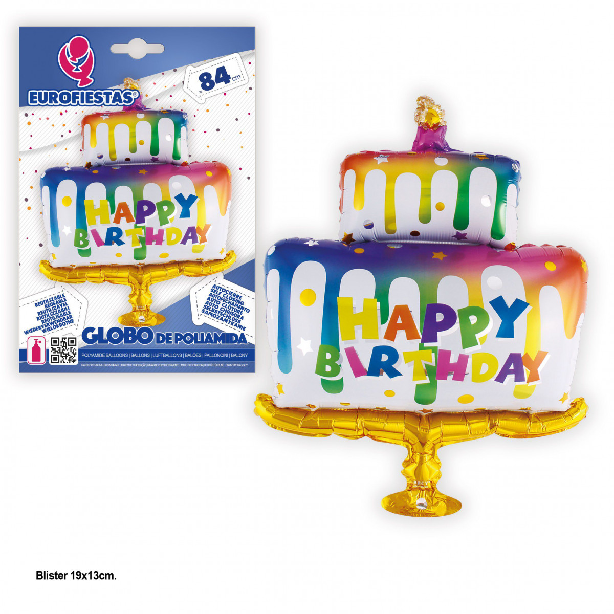 Globo en foil gâteau joyeux anniversaire