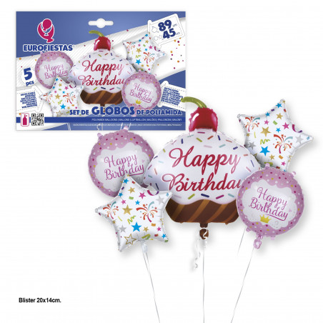 Ensemble de ballons en aluminium glacé pastel Joyeux anniversaire