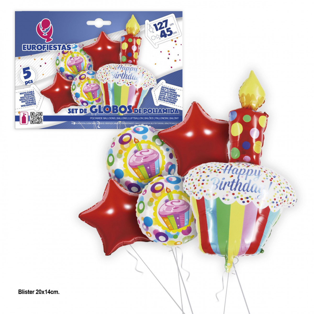 Lot de ballons en aluminium pastel couleurs Joyeux Anniversaire 127cm