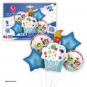 Lot de ballons en aluminium pastel Joyeux anniversaire cercles et étoiles bleus 102 cm