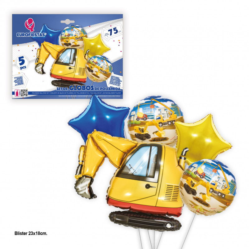 Ensemble de ballons en aluminium en forme d'excavatrice