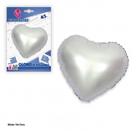 Ballon aluminium coeur 45cm argent mat